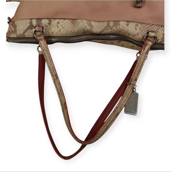 Coach Light Pink Genuine Leather Shoulder Bag Tote Handbag Purse - Picture 5 of 10